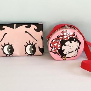 Betty Boop Vintage 2000 Round Tin Purse & Ipsy Makeup bag